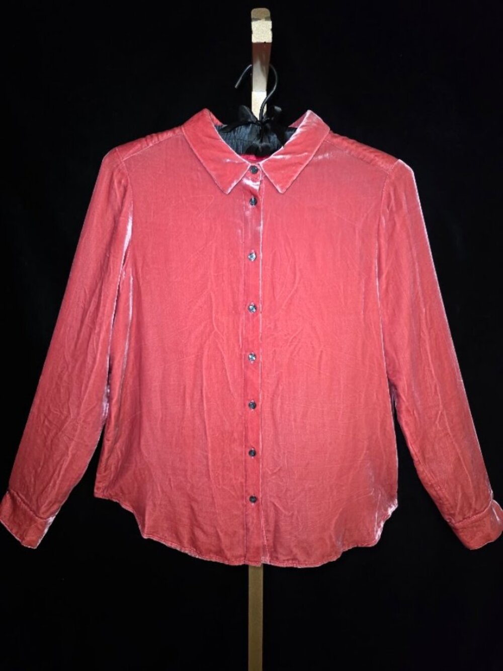 Boden Velvet Silk Blend Button Up Shirt in Coral Pink 8